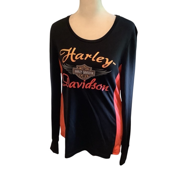 Harley-Davidson Women’s Black and Orange Graphic Riding Top BRAND NEW - Picture 3 of 11
